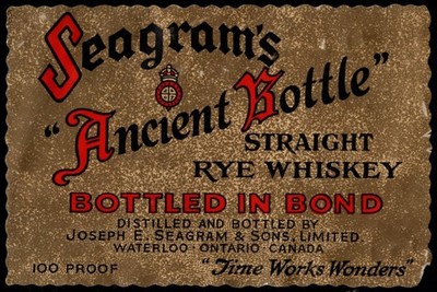 Vintage Canada Bottle Label Seagram s Ancient Bottle Straight Rye Whiskey