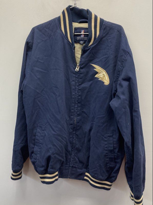 G-III Sports by Carl Banks Men's Atlanta Hawks NBA Jacket Navy Gold Sz M