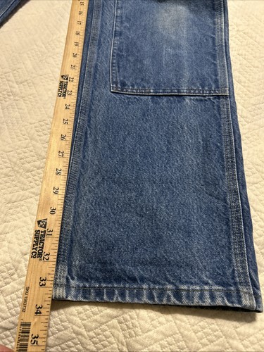 VTG Y2K Carhartt denim blue jeans double knee work wear carpenter pants 34/34 by Carhartt, $97.5 - Photo 7