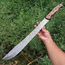 24in Handmade Damascus Steel Machete Knife Full Tang Heavy Duty with  Sheath