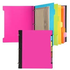 Flexible 3 Ring Binder Notebook, 1 Inch, Refillable, Dividers Pockets, Pink