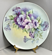 Vintage Delmore Hand Painted Plate Pansy Flow...