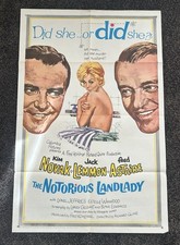 Original 1962 1SH Movie Poster The Notorious Landlady Jack Lemmon Kim Novak