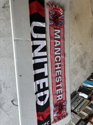 Lot 2 écharpes Manchester United MUFC Nike Red Devils football supporter vintage - Photo 1/4