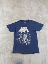 Vintage Star Wars Blue Men's Graphic T-Shirt Size Small Lightsaber Darth Vader