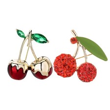 Sparkling Green Zircon Cherry Shaped Brooch for Women Elegant Dress Pin Accent