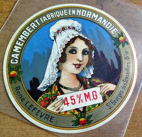❤️ ALTES ETIKETT CAMEMBERT LA NORMANDE 1930 KÄSE CREMERIE
