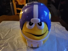 M&M - 2002 CERAMIC YELLOW FOOTBALL HELMET CANDY JAR - RARE - NEW SEALED