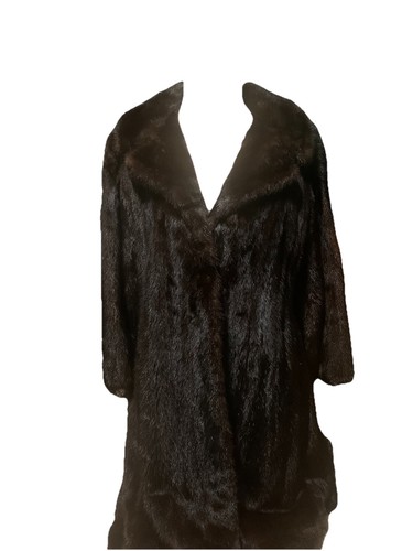 1980s Vintage Tailored Natural Mink Fur - Black Saffire Women's Hook & Eye
