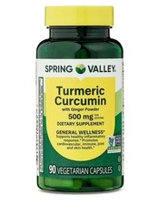 Spring Valley Turmeric Curcumin with Ginger Powder 500 mg 90 Count Capsules