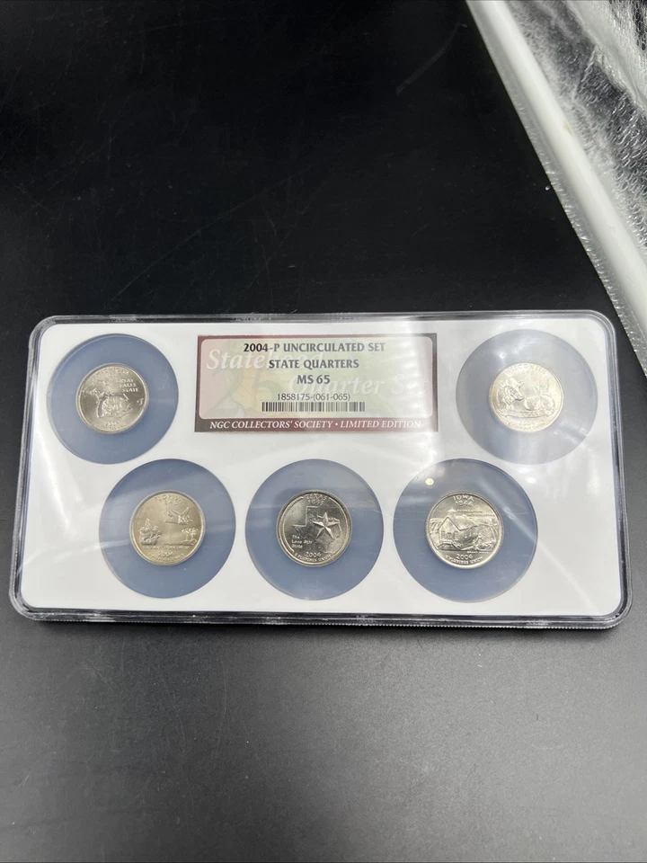 2004 P Complete 5 Coin BU State Quarters Set NGC MS65 Texas Florida Iowa & more! - Image 4 of 4