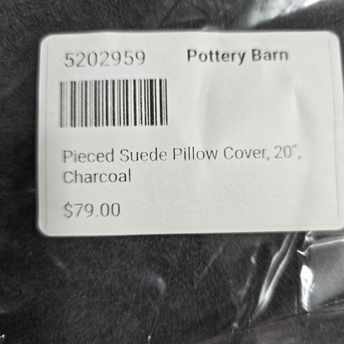 POTTERY BARN PIECED SUEDE PILLOW COVER 20" x 20" ~ CHARCOAL GRAY - Picture 8 of 9