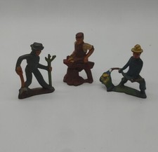 Vintage Barclay Manoil Toy Lot Blacksmith Planting Tree Farmer Cutting Wheat B7