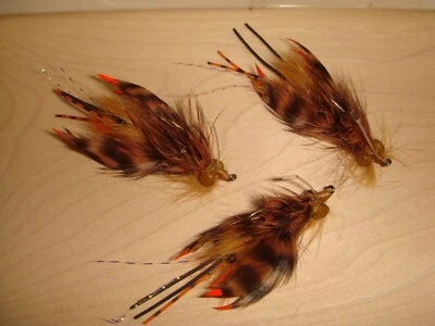 PLANET FLY FISHING FLY FISHING FLIES - Brown WHITLOCK'S NEARNUFF CRAYFISH Streamers size #8 (3 pcs)