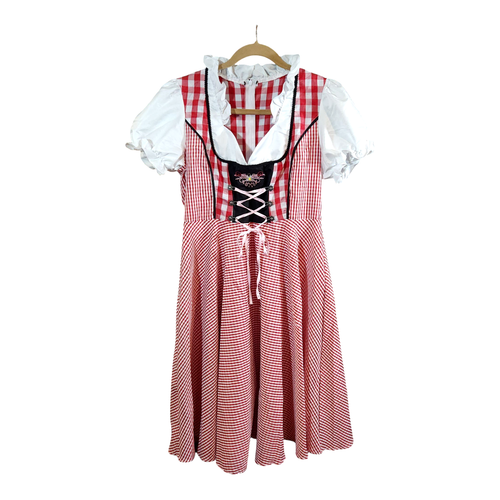German Gingham Dirndl in Red & White Oktoberfest Bavarian Cosplay Women's XL - Picture 3 of 7