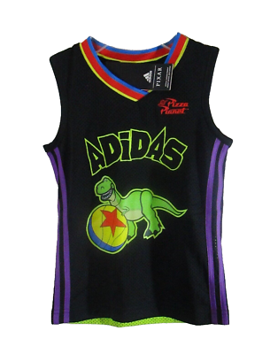 NWT Adidas Toy Story Andy Pizza Planet Pixar Toddler Basketball Jersey 4T  Black