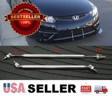 Silver 8-11" adjustable extension Rod Bumper Lip Diffuser splitter For Chevy