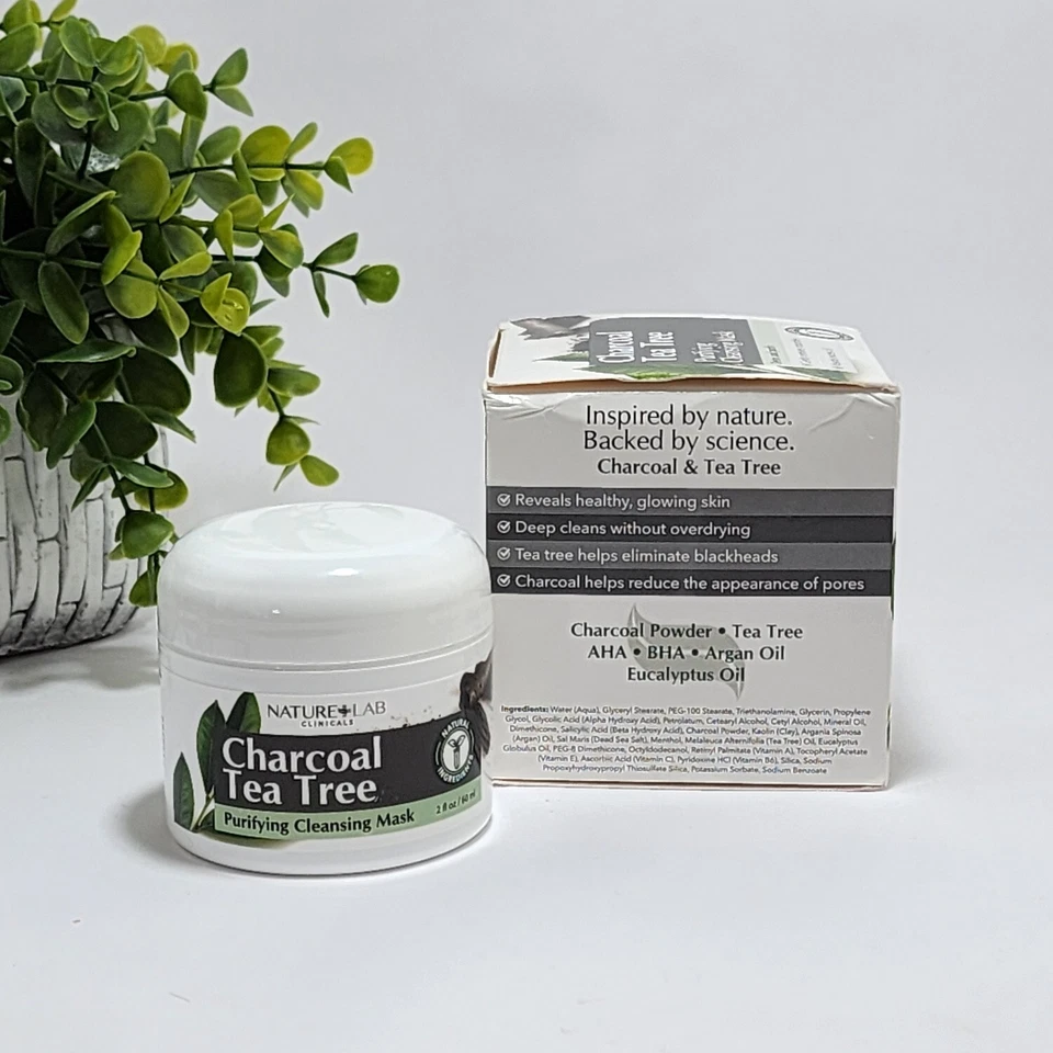 Máscara limpiadora purificadora Nature + Lab Clinicals carbón árbol de té desintoxicación 2 fl oz Foto 3 de 4
