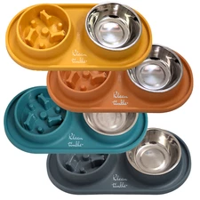 Slow Feeder Dog Bowls 3 in 1 w/  Removable Stainless Steel Food and Water Bowls