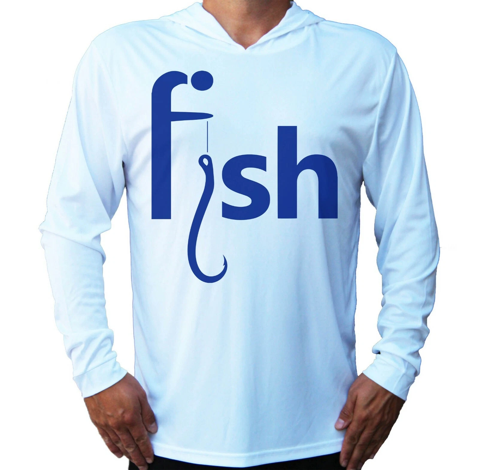 Fish Hook Fisherman Protected UPF 50 Long Sleeve T-Shirt Hood Boat Fishing Gift