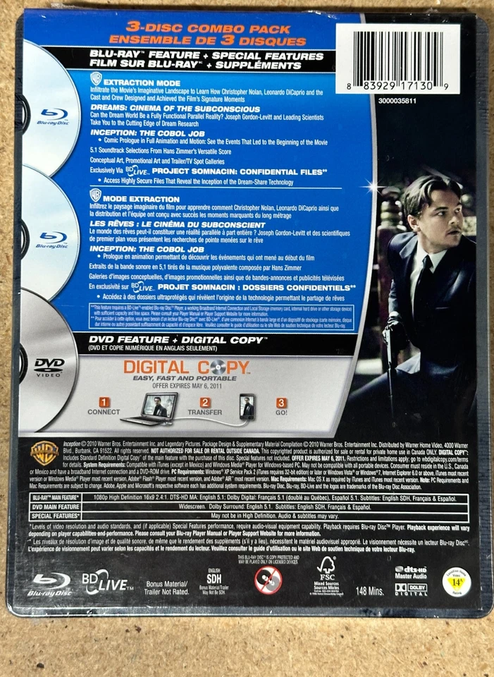 Inception Blu-ray Steelbook - Future Shop Exclusive Brand New Sealed - Image 2 of 3