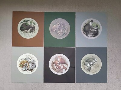Lesley Anne Elfenbein Vintage Drucke British Mammals World Wildlife Fund Fuchs Kaninchen