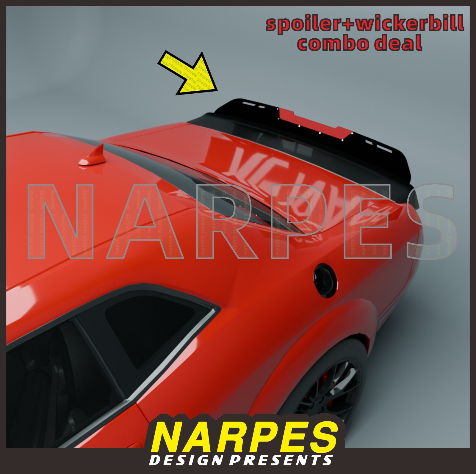 Narpes Style Wickerbill Spoiler For Dodge Challenger 2008-2023 - Stackable Boards, Includes Installation Kit
