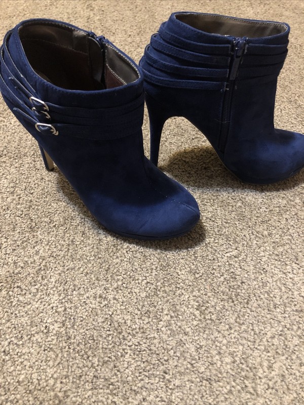 Michael Antonio "MAVE" Womens Microfiber Suede Dark Blue Bootie Stiletto Size 9
