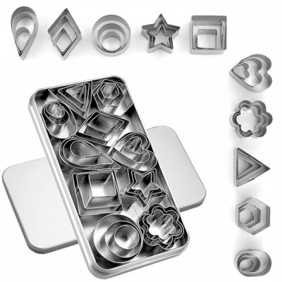 Set 24 Formine Per Biscotti In Acciaio Inox - Forme Geometriche, Cuori, Stelle, Fiori, Per Biscotti, Fimo, Verdure, Pasqua