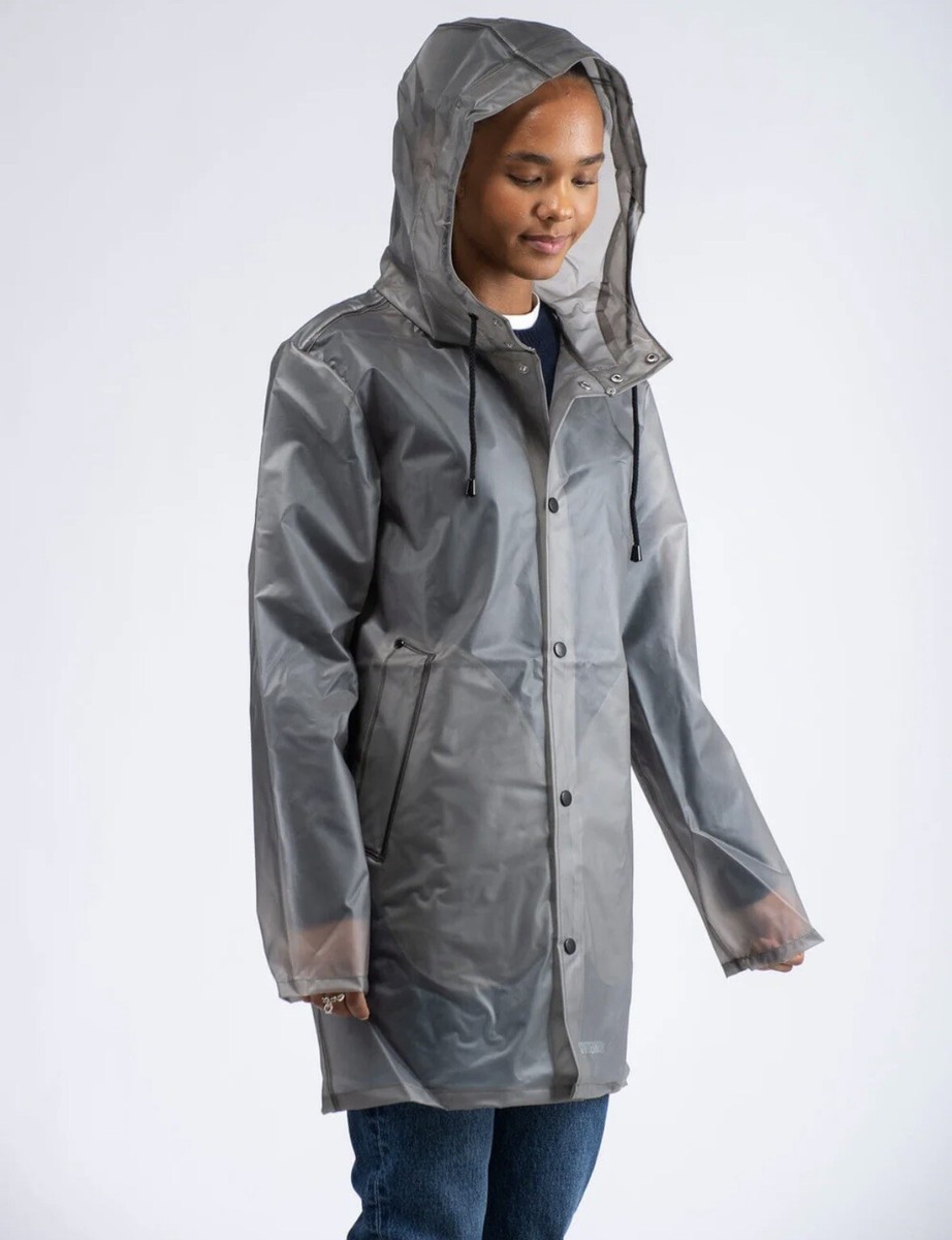 STUTTERHEIM STOCKHOLMスモークレインジャケット 名作 クリア Stutterheim Jacket Extra Small Clear Hooded Stockholm Smoke