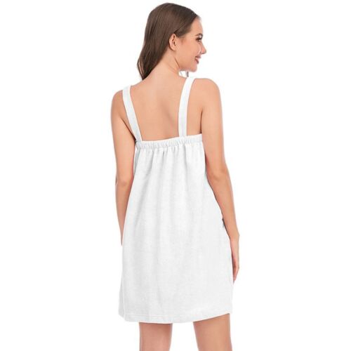 Women's Terry Cloth Towel Wrap Tank After Shower Dress Bath Spa Cozy Shower Robe - Picture 8 of 73