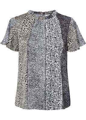 Bluse mit Animal-Print Gr. 40 Weiss/Schwarz Tiger Damenshirt Tunika Top Neu*
