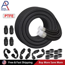6AN-8AN-10AN Black Nylon E85 PTFE Oil Gas Fuel Line Hose 20FT + 14 Fittings Kit