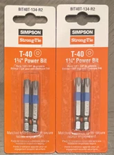 Simpson Strong-Tie 1-3/4"-in T40 Torx Steel Hex Shank Screwdriver Bit Set 4 Pcs.