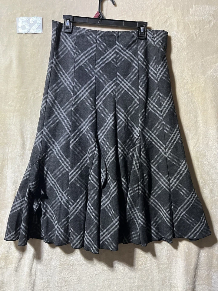 NY Collection Plaid Midi Skirt  Ruffled Fully Lined Size 10 - Image 2 of 4