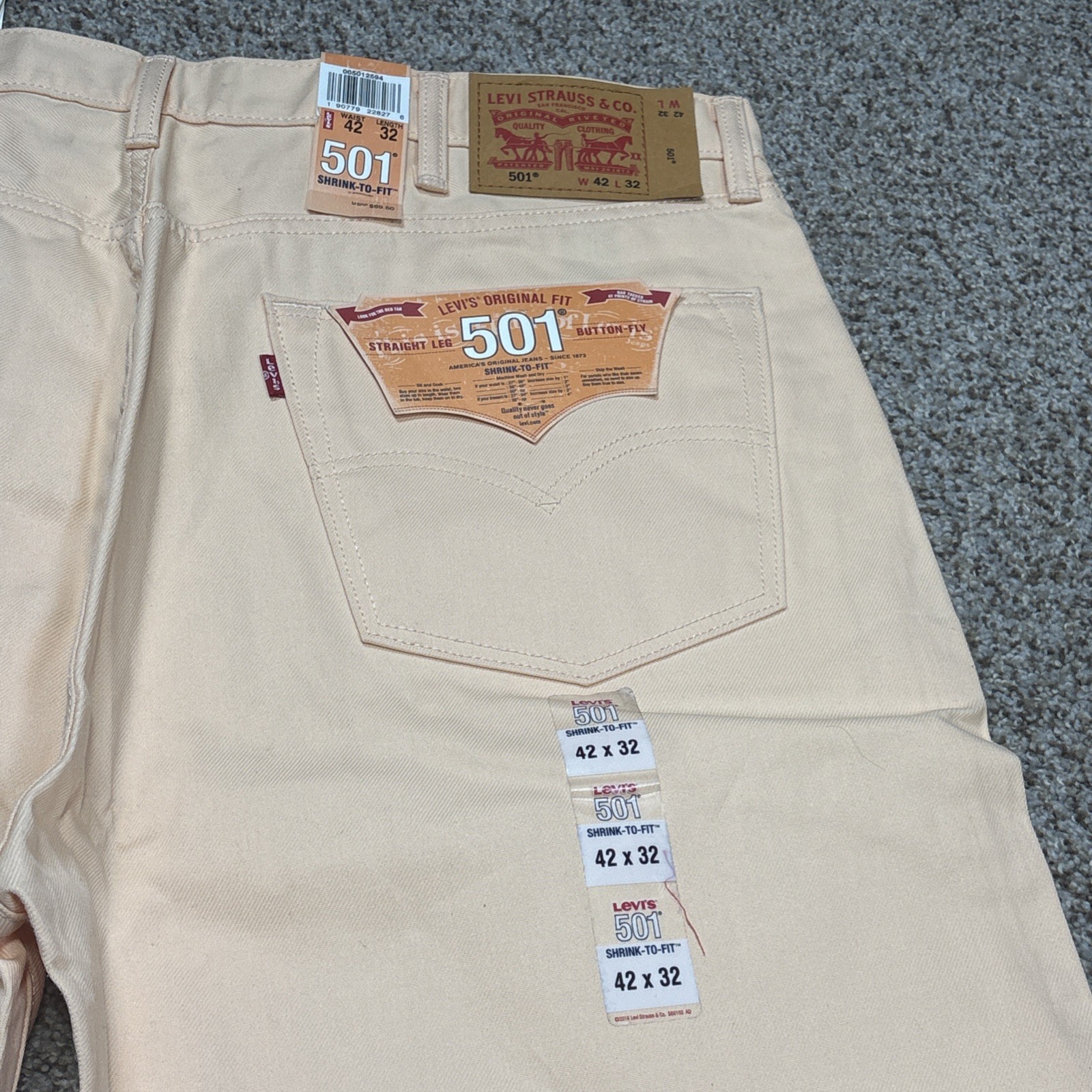 Levi's 501 Jeans Size 42x32 Peach Shrink-To-Fit Denim Fits 42 X 31.5 NEW - View 21