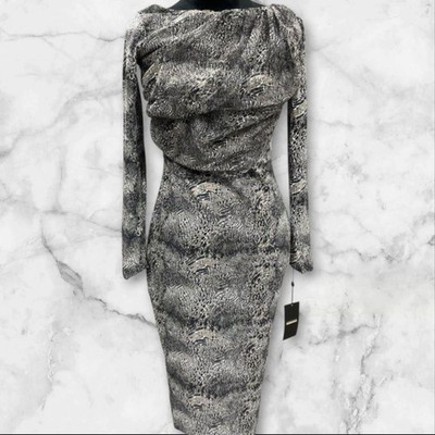Chiara Boni La Petite Robe Snake Print Midi Dress Size 4 NWT Neiman Marcus