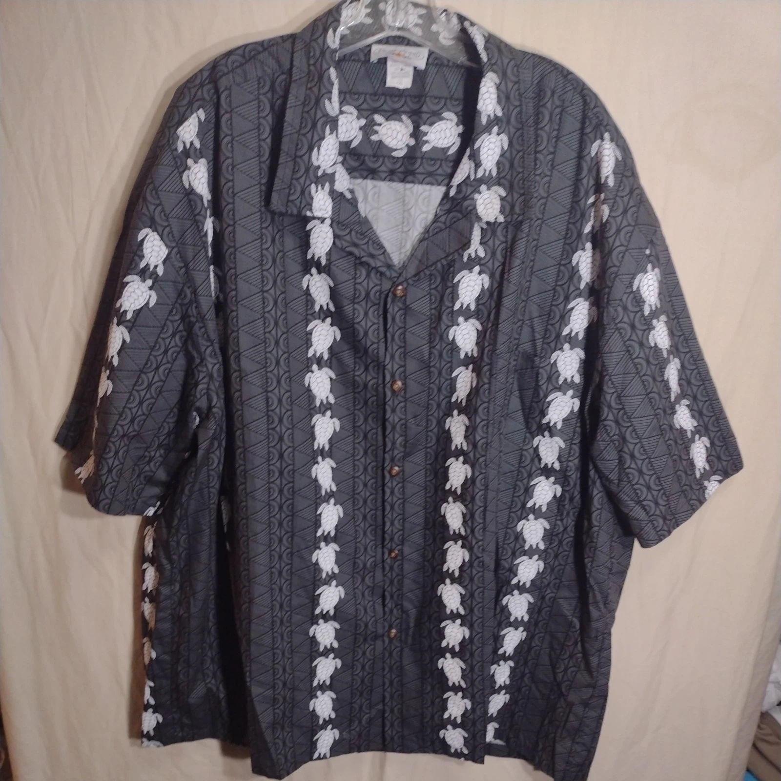 Pacific Legend 4XL Hawaiian Shirt Black White Sea Turtles Print Made in Hawaii