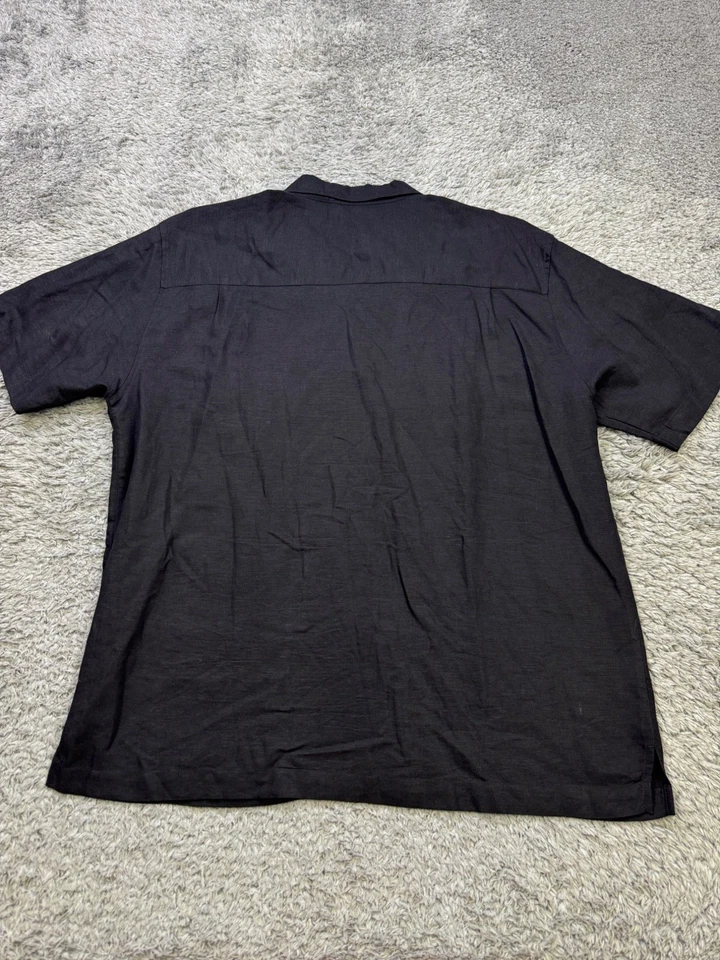 Camisa The Havanera Co Guayabera Hombres XL Negra Lino Plisada Campamento Cubano Abotonada Foto 2 de 4