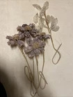 Vintage LARGE Italian Murano Hand Blown Slag Art Glass Flowers - Purple
