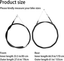 2 Pairs Black Bike Brake Cable, Front and Rear Brake Cable, Bike Brake Wire Set 