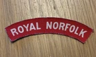 ROYAL NORFOLK WW2 PRINTED SHOULDER TITLE CLOTH BADGE PATCH ORIGINAL GENUINE