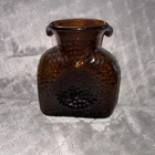 Art Glass Mid Century Water Bottle in Deep Honey Amber Pebbled Finish Blenko Ins