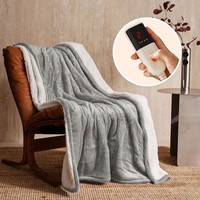 Electric Heated Blanket Throw 130x160 Grey 6 Heat Timer Washable
