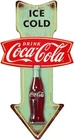 Coca-Cola Ice Cold Arrow Embossed Metal Sign Vintage Diner Coke Decoration NEW