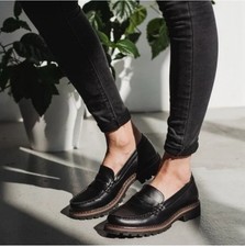 Madewell Corrine Loafers Lugsole Womens 7 Black Smooth Leather Bulky Preppy