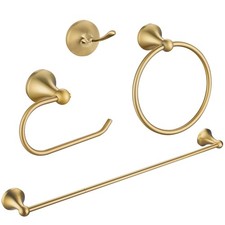 Brushed Gold Bathroom Hardware Set Wall Mounted Gold Accessories Set 4 Pieces...