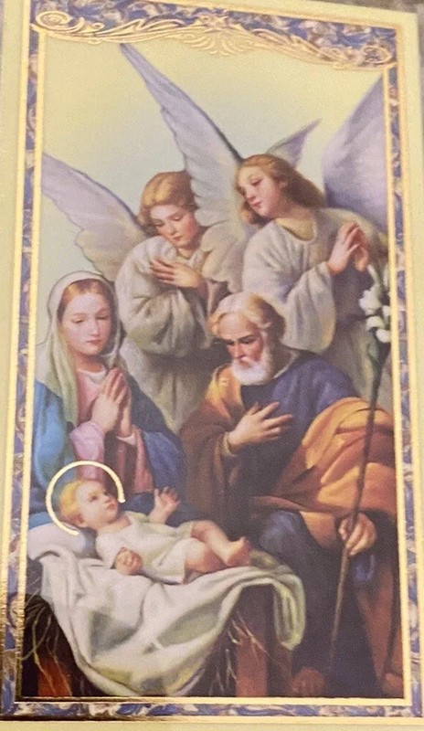New Christmas Manger Baby Jesus Holy Card Laminated with prayer For Favor