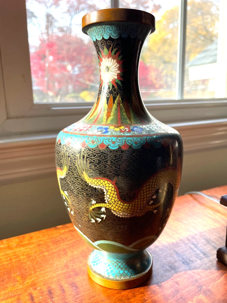 亚洲古董景泰蓝龙在中国古董花瓶| eBay