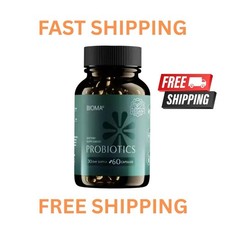 Bioma Probiotics for Digestive Health  3-in-1 Gut Health Formula  60 Capsules